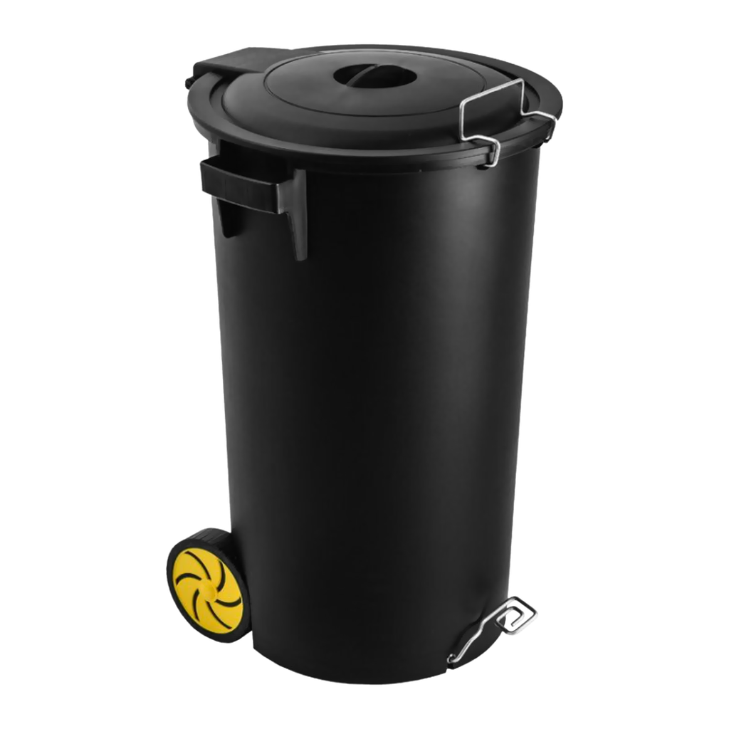 Koala Wastebin with Pedal  & Casters 80L Black